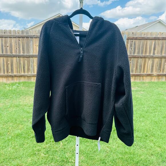 Topshop Sweaters - Topshop Sherpa Black Womens Hoodie  8-10